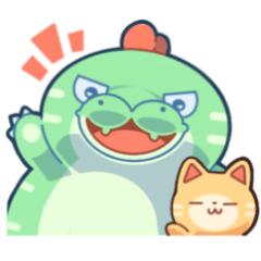 Dinosaur & Cat Sticker