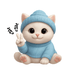 A cute blue-and-white cat