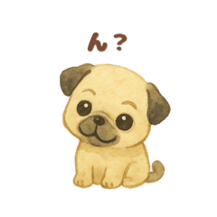 水彩画わんちゃんず_パグ