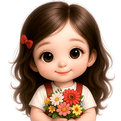 Cute long-haired girl stickers