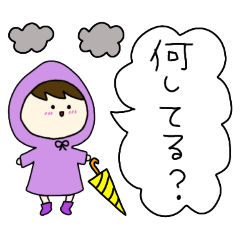 カッパを着た女の子１梅雨