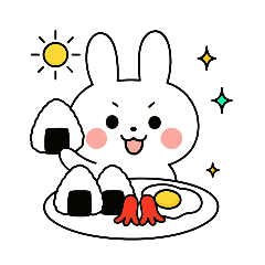 食事する白うさぎ①