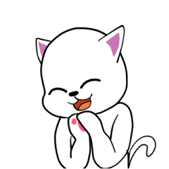 幸せ白猫