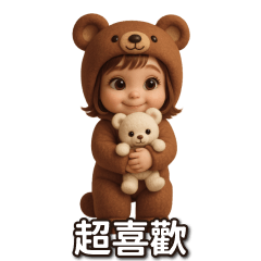 大貼圖動物寶寶系列－小熊女孩篇