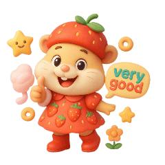 Hamster in a bright strawberry outfit