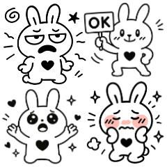 Tofu Bunny: Bold Monochrome Stickers
