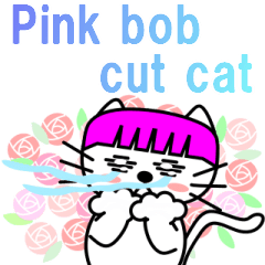 [Animated]Pink bob cut cat Tama(EN)