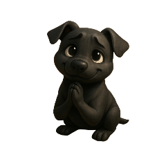 "Good boy, black dog!"