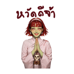 Zombie girl in thai dress.