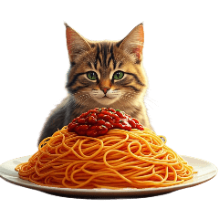 cat likes spaghetti