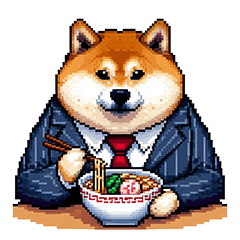 Pixel art black company fat shiba polite