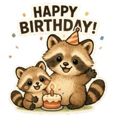 Cute Tanuki Family Stickers for LINE