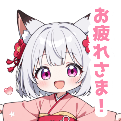 Loose white fox girl sticker