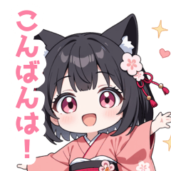 Loose black fox girl sticker