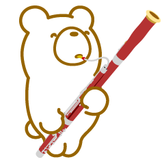 Bear playing the bassoon.