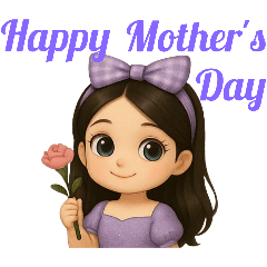 Adorable Purple Bowknot Girl Best Wishes