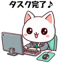 Cat chatting on a PC