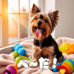 陽気なヨーキーの可愛いスタンプ