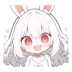 ウサ耳ガール感情スタンプ(SDキャラ)