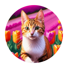 Cat running in Tulip's farm
