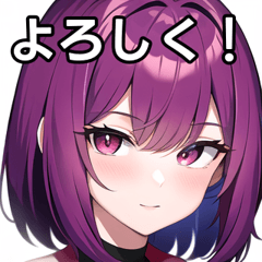 Purple hair red eyed girl