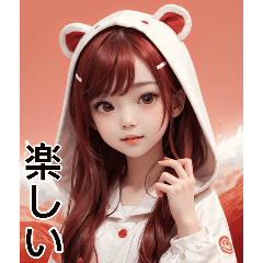 Cute hat T girl red daily language 1