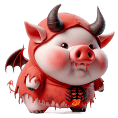 Devil Pink Pig Out of Money