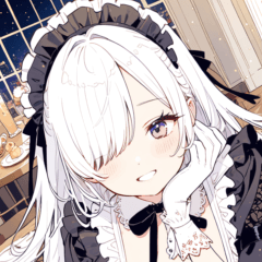 White maid girl sticker with eye hidden