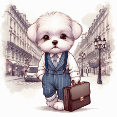 Office workers- DOG says good morning