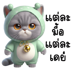 แมวหนอนชาเขียวตากลม น่ารัก