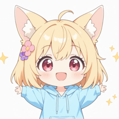 Loose fox ears hoodie girl sticker
