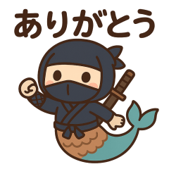 Cute ninja mermaid sticker 001