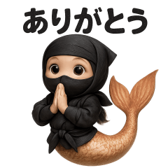 Cute ninja mermaid sticker 002