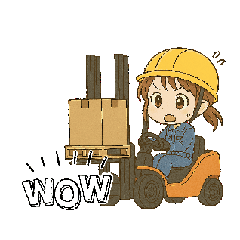 Girl riding a forklift