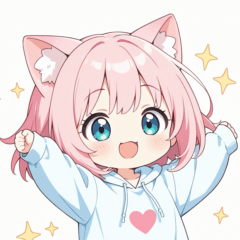 Loose cat ear hoodie girl sticker