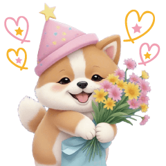 cute dog colorful Sticker