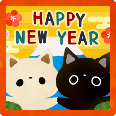 【再販】黒猫クロスケと白猫コシロのお正月