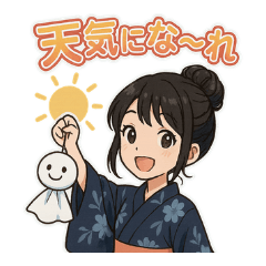 Cute yukata girls, summer stickers