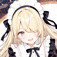 Blonde maid girl sticker one eye hidden