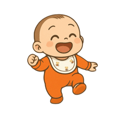 Baby in orange clothes