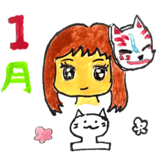 季節の月スタンプと猫たち