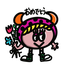 Colorful monster stamp