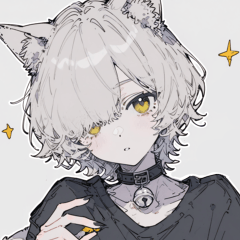 Boy sticker with gray cat ear hoodie
