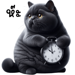 very fat black cat so cute
