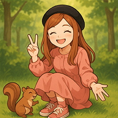 Cute and relaxed girl stamps