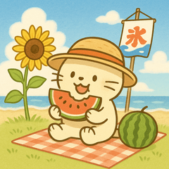 cat sticker summer