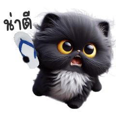 Black Fluffy Chubby cat