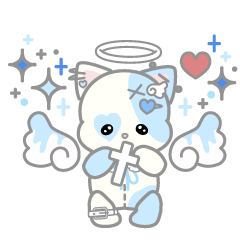 天使ぬいぐるみスタンプ(しろネコ)