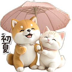 Early summer Mameshiba and cat