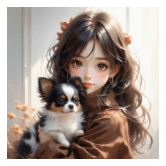 Girl and baby dog